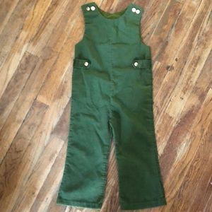 Corduroy Gold Button Toddler Jumper Overalls Green
